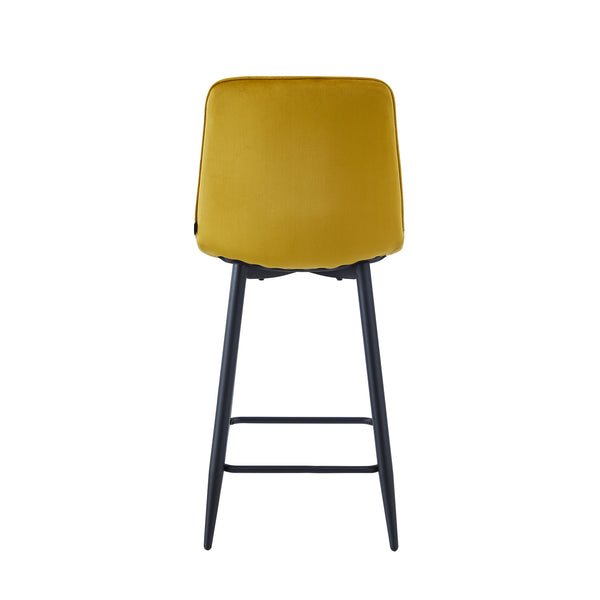 Tabouret de bar Luciano - Velours jaune ocre
