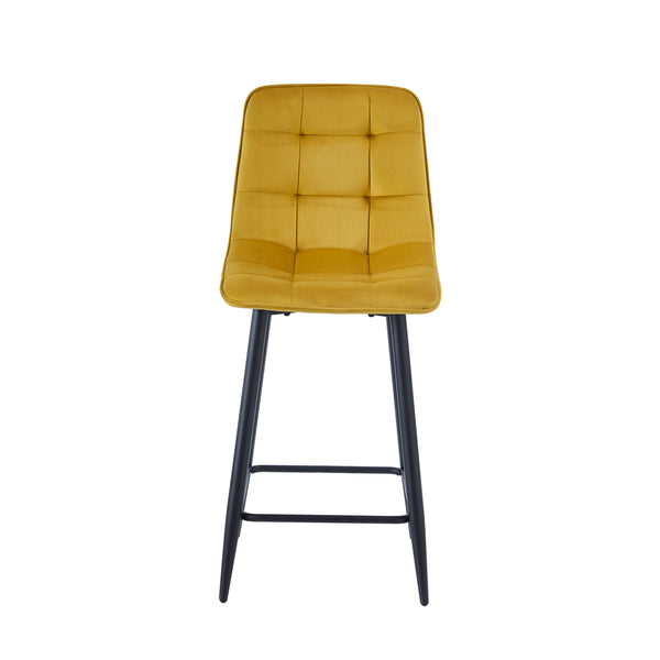 Tabouret de bar Luciano - Velours jaune ocre