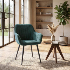 Chaise de salle à manger Luna – Vert – Velours