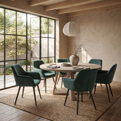Chaise de salle à manger Luna – Vert – Velours