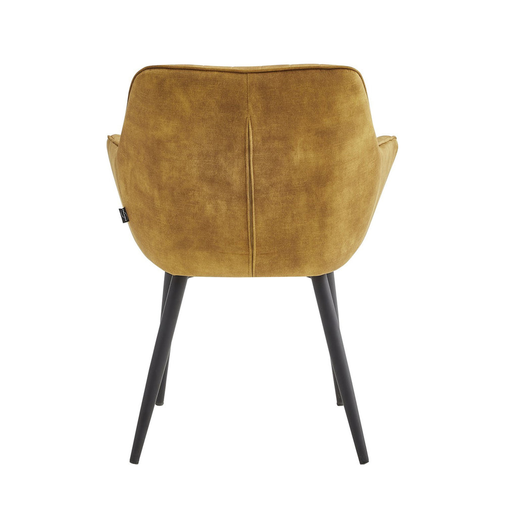 Chaise de salle à manger Luna – Jaune ocre – Velours Adore
