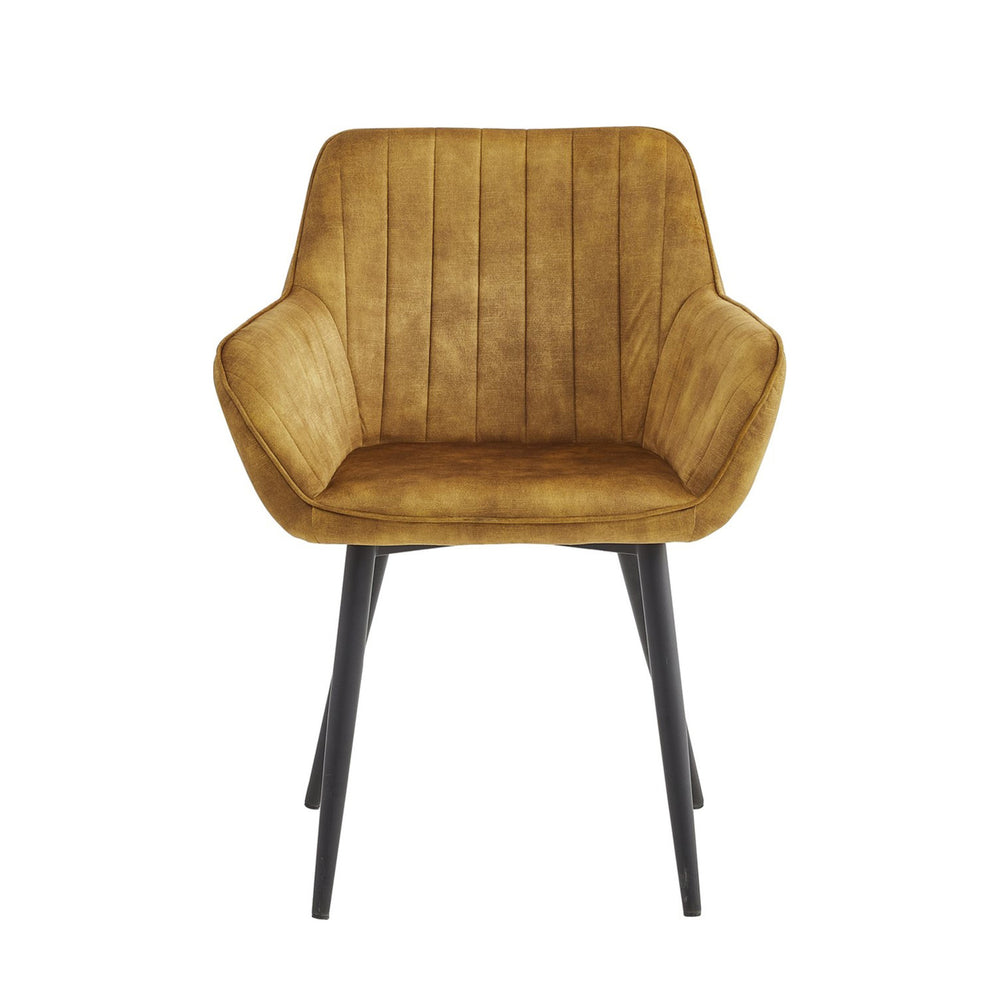 Chaise de salle à manger Luna – Jaune ocre – Velours Adore