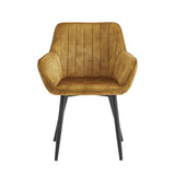 Chaise de salle à manger Luna – Jaune ocre – Velours Adore