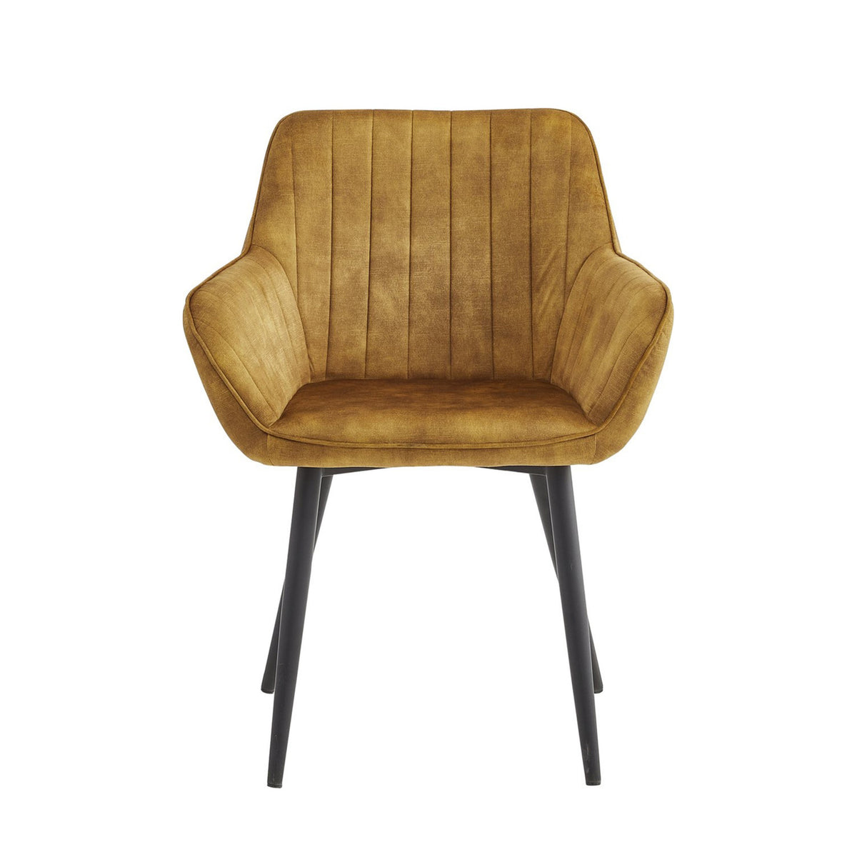 Chaise de salle à manger Luna – Jaune ocre – Velours Adore