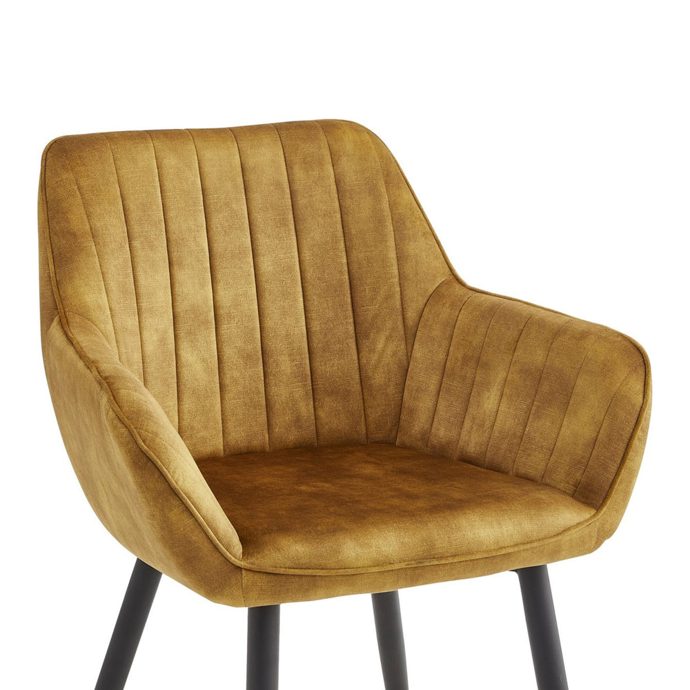 Chaise de salle à manger Luna – Jaune ocre – Velours Adore