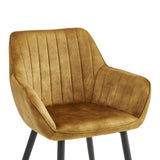 Chaise de salle à manger Luna – Jaune ocre – Velours Adore
