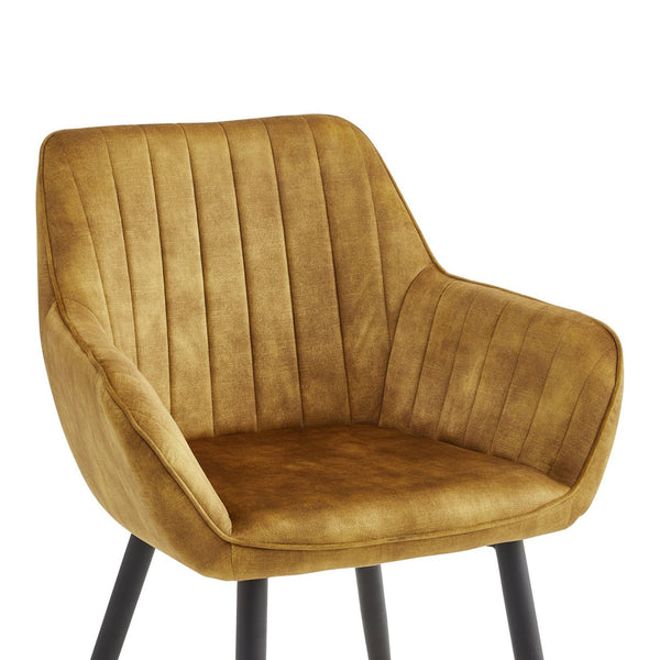 Chaise de salle à manger Luna – Jaune ocre – Velours Adore