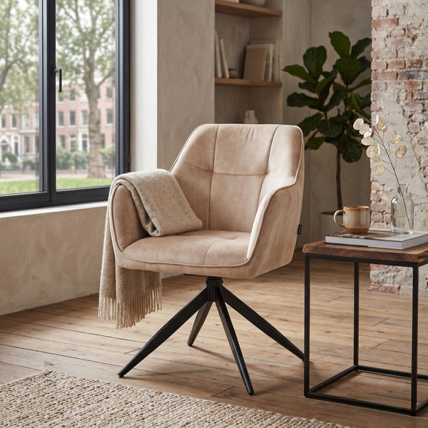 Lungo Eetkamerstoel - Beige Adore Velvet - Draaibaar 180°