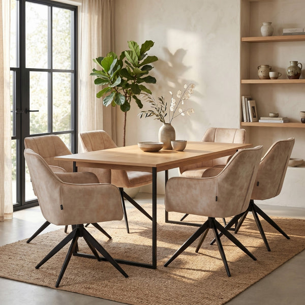 Lungo Eetkamerstoel - Beige Adore Velvet - Draaibaar 180°