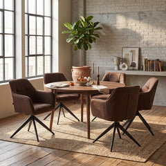 Lungo Dining Chair – Brown Microfiber – Swivel – 180°