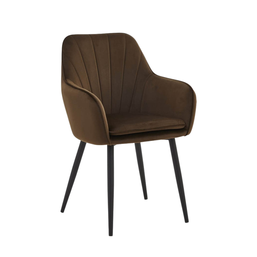 Chaise de salle à manger Melissa - Velours marron