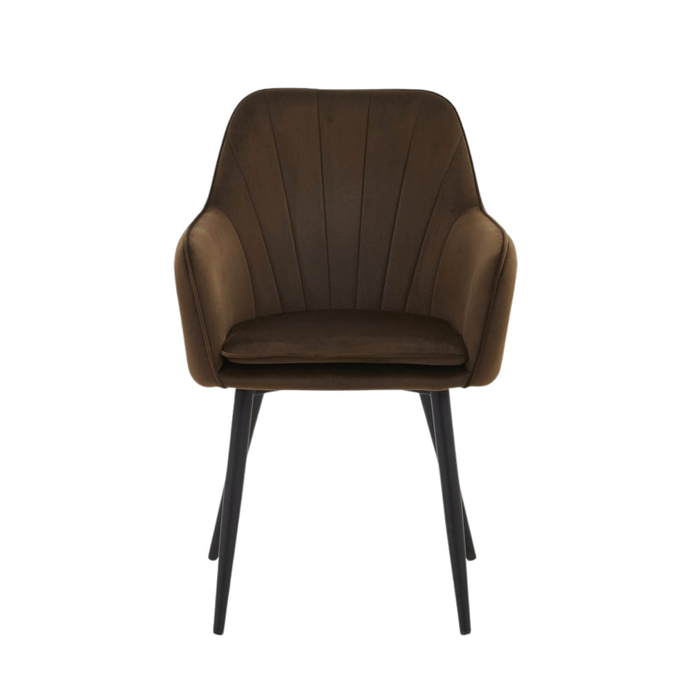 Chaise de salle à manger Melissa - Velours marron