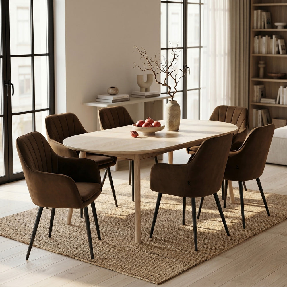 Chaise de salle à manger Melissa - Velours marron