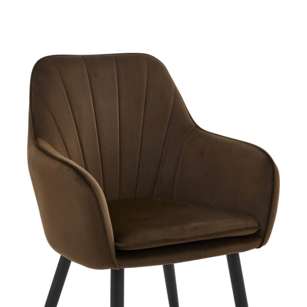 Chaise de salle à manger Melissa - Velours marron