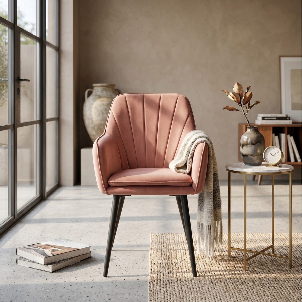 Chaise de salle à manger Melissa - Velours rose