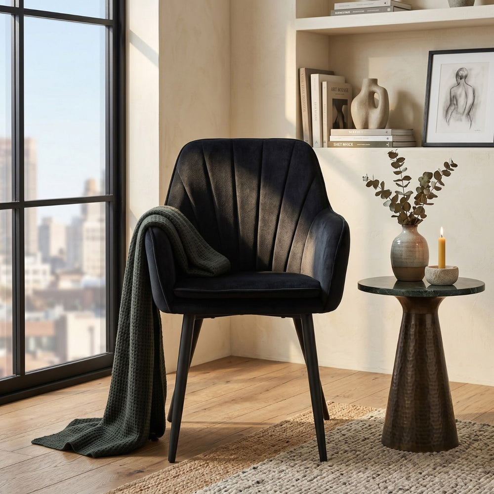 Chaise de salle à manger Melissa - Velours noir