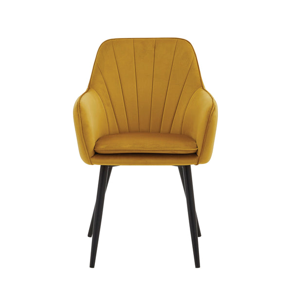 Chaise de salle à manger Melissa - Velours jaune ocre