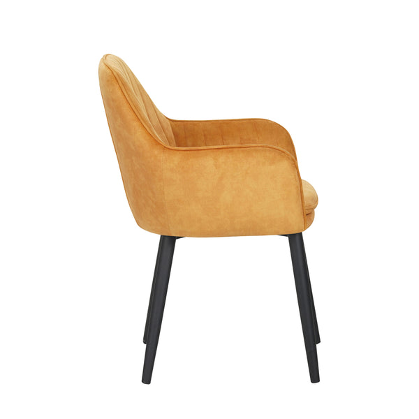 Chaise de salle à manger Melly - Velours Adore jaune ocre