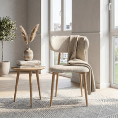 Nara Dining Chair - Beige - Beige Metal Legs