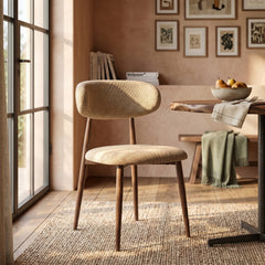 Nara Dining Chair - Taupe - Brown Metal Legs