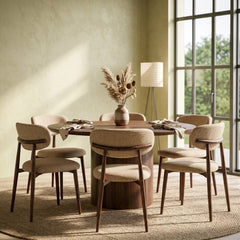 Nara Dining Chair - Taupe - Brown Metal Legs