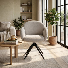 Nes Dining Chair – Ecru Bouclé – Swivel – 180° – With Return Memory Function