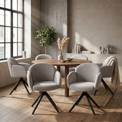 Nes Dining Chair – Ecru Bouclé – Swivel – 180° – With Return Memory Function