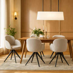 Nes Eetkamerstoel - Ecru Boucle - Draaibaar - 180° - Met Return Memory Functie