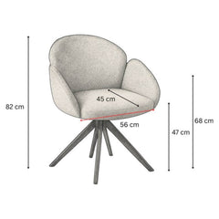 Nes Dining Chair – White Bouclé – Swivel – 180° – With Return Memory Function
