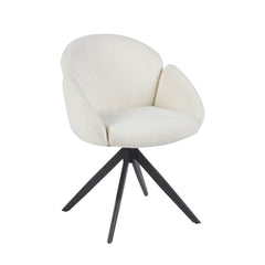 Nes Dining Chair – White Bouclé – Swivel – 180° – With Return Memory Function