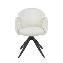 Nes Dining Chair – White Bouclé – Swivel – 180° – With Return Memory Function
