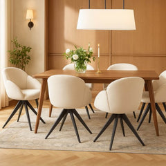 Nes Dining Chair – White Bouclé – Swivel – 180° – With Return Memory Function