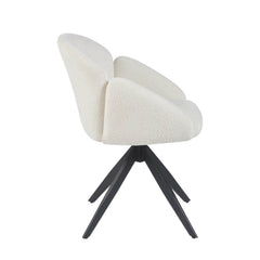 Nes Dining Chair – White Bouclé – Swivel – 180° – With Return Memory Function