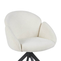 Nes Dining Chair – White Bouclé – Swivel – 180° – With Return Memory Function