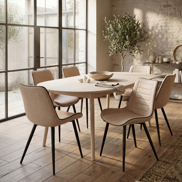 New Manila Dining Chair - Beige Microfiber