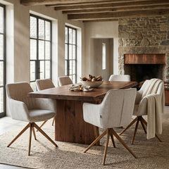 New Yade Eetkamerstoel - Beige Chenille - Gouden Poten - Draaibaar - 180°