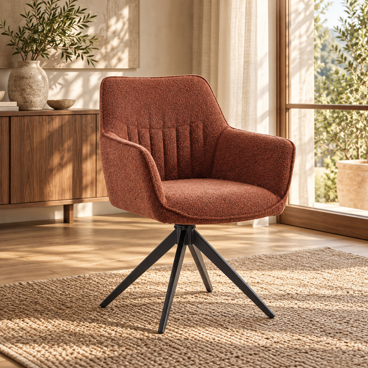 New Yade Esszimmerstuhl - Bordeaux Bouclé - Drehbar 180°
