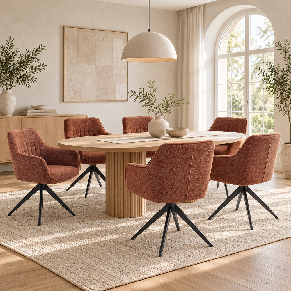 New Yade Esszimmerstuhl - Bordeaux Bouclé - Drehbar 180°