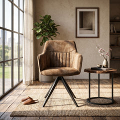 New Yade Eetkamerstoel - Bruin Adore Velvet - Draaibaar - 180°