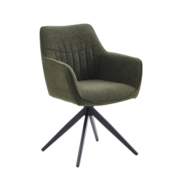 Chaise de salle à manger New Yade - Bouclé vert - Pivotante 180°