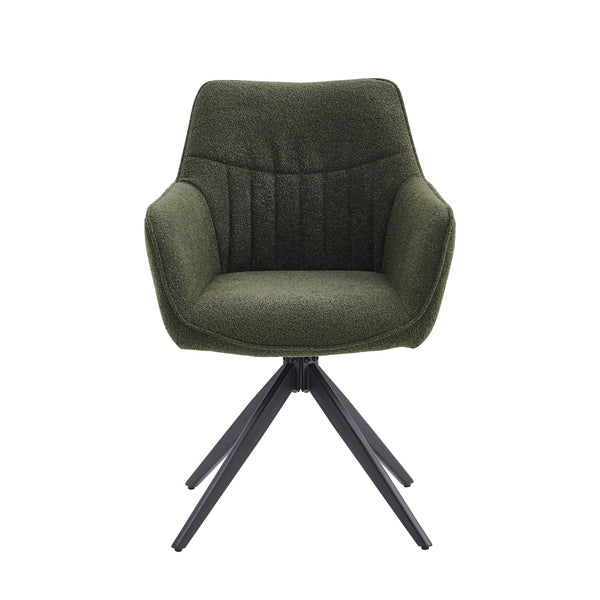 Chaise de salle à manger New Yade - Bouclé vert - Pivotante 180°