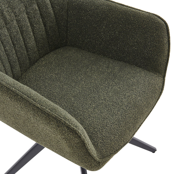 Chaise de salle à manger New Yade - Bouclé vert - Pivotante 180°