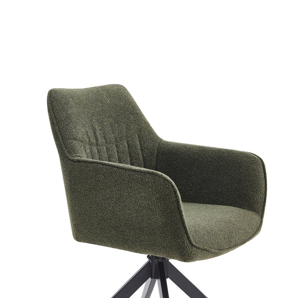 Chaise de salle à manger New Yade - Bouclé vert - Pivotante 180°