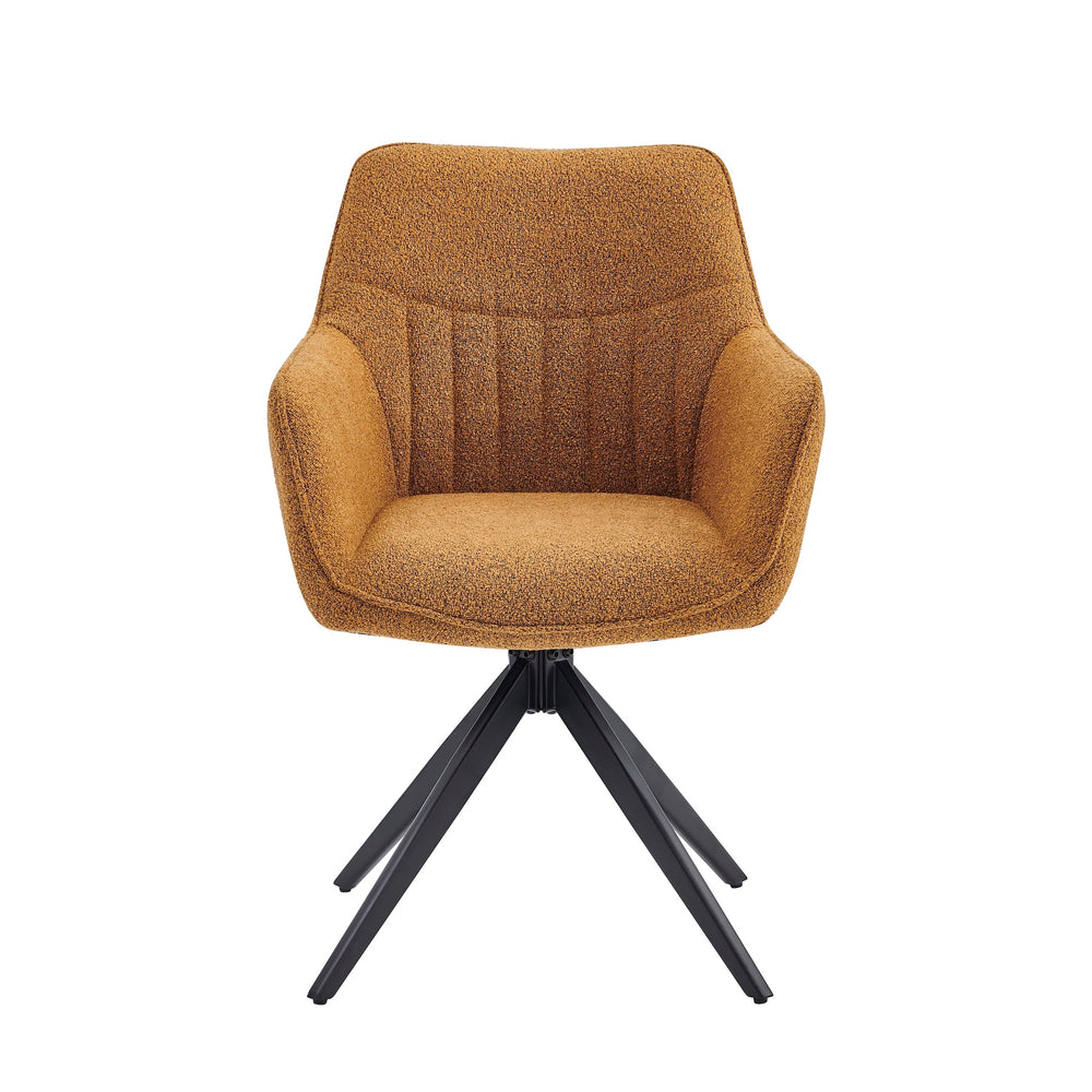 New Yade Esszimmerstuhl - Ockergelb Bouclé - Drehbar 180°