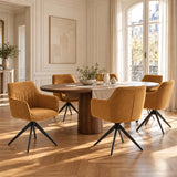 New Yade Esszimmerstuhl - Ockergelb Bouclé - Drehbar 180°