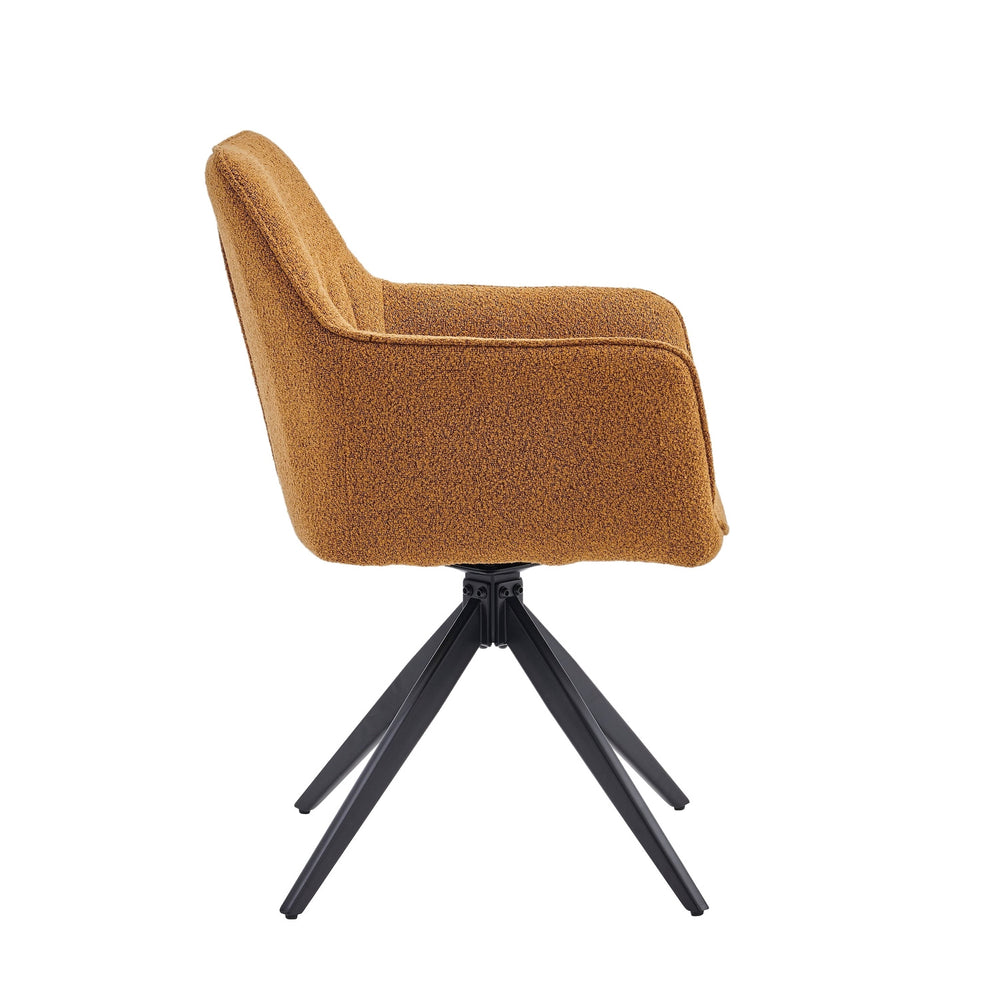New Yade Esszimmerstuhl - Ockergelb Bouclé - Drehbar 180°
