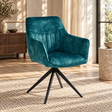 New Yade Esszimmerstuhl - Petrol Adore Samt - Drehbar 180°