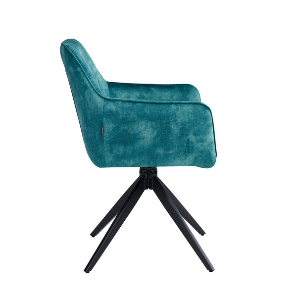 New Yade Esszimmerstuhl - Petrol Adore Samt - Drehbar 180°