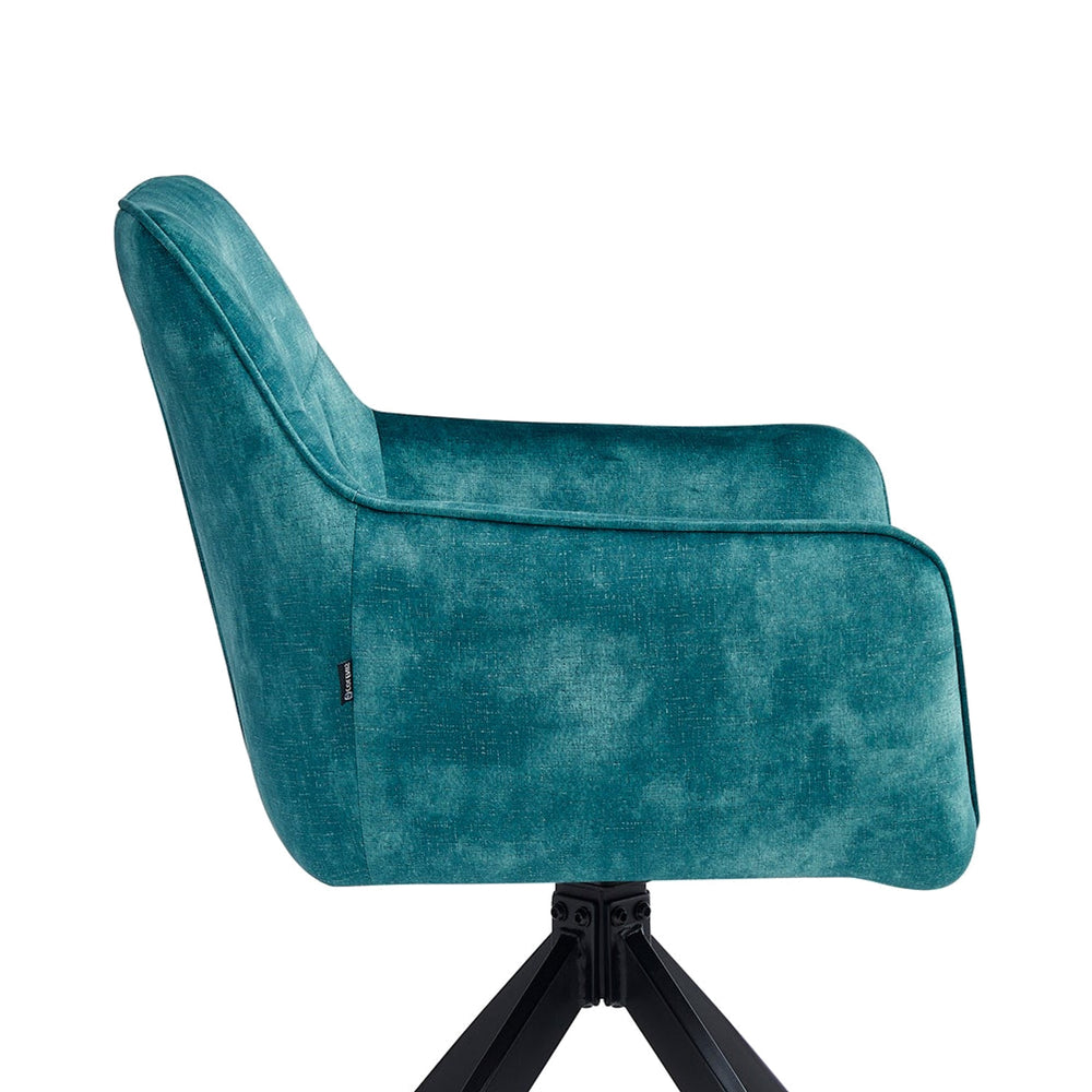 New Yade Esszimmerstuhl - Petrol Adore Samt - Drehbar 180°