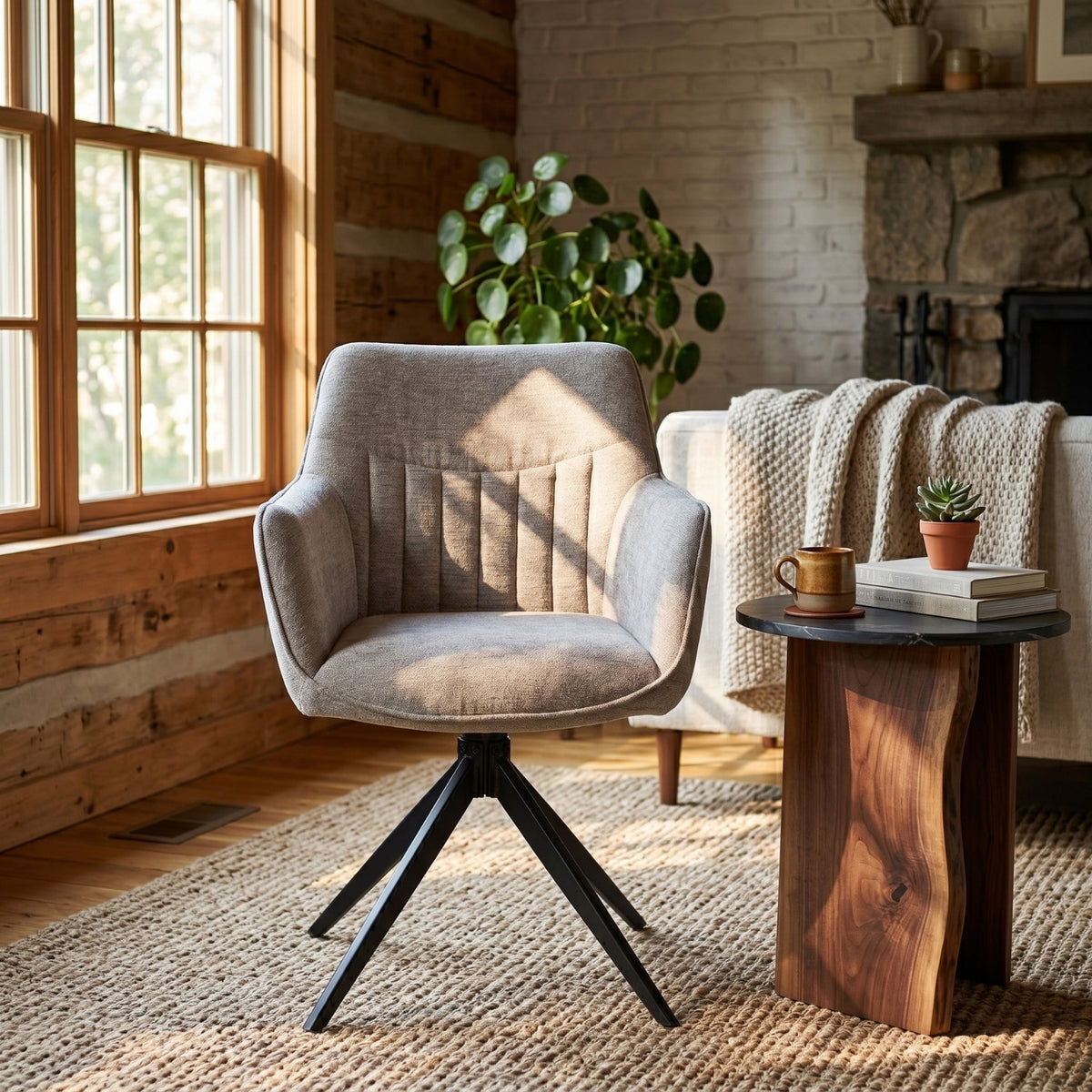New Yade Esszimmerstuhl - Taupe-Chenille - 180° drehbar